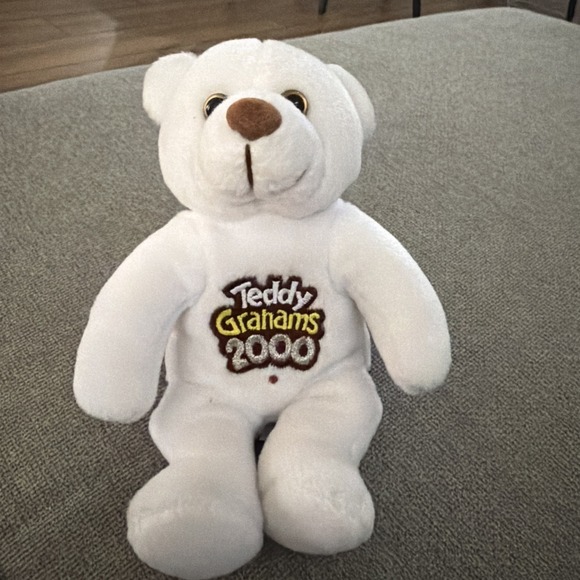 Teddy Grahams Other - VTG 2000 Teddy Grahams "TG" Millennium Bear White Bean Bag Plush Nabisco Toy